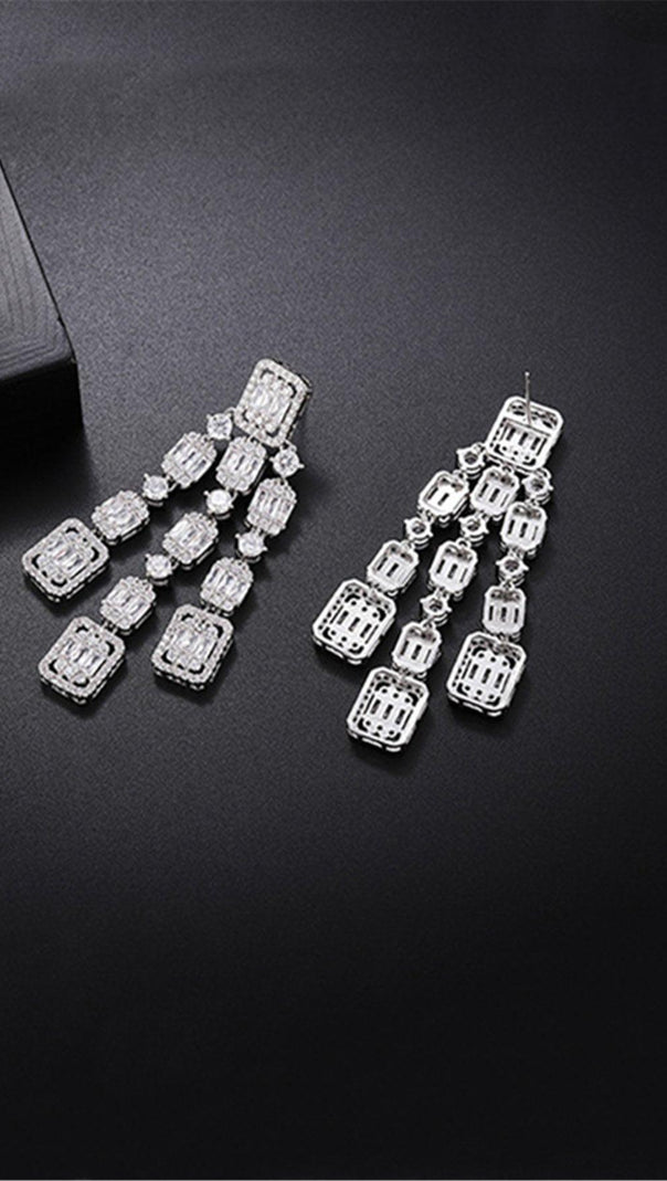 AIIZIE AQUARE LONG ZIRCON EARRINGS - product image