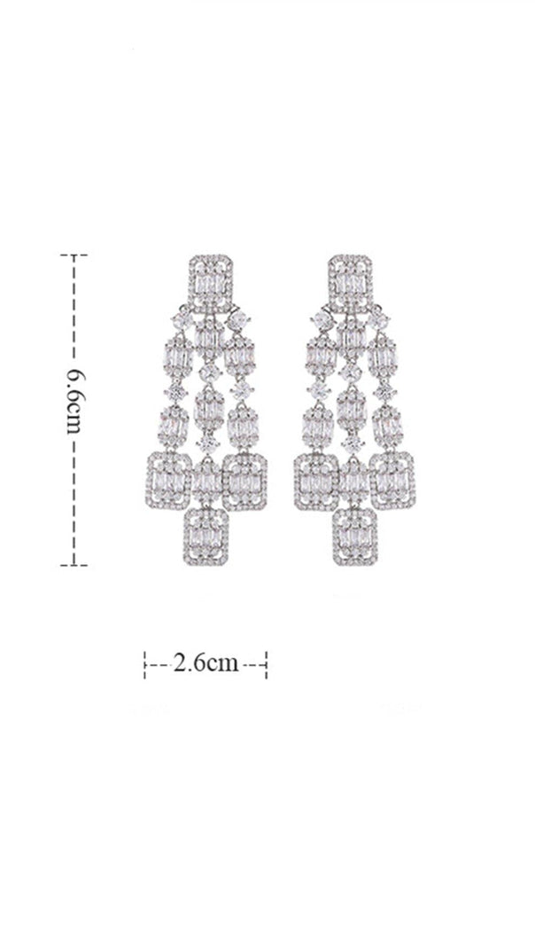 AIIZIE AQUARE LONG ZIRCON EARRINGS - product image