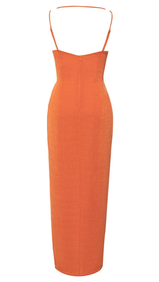 AIIZIE V-NECK HALTER MIDI DRESS IN ORGANE - product image