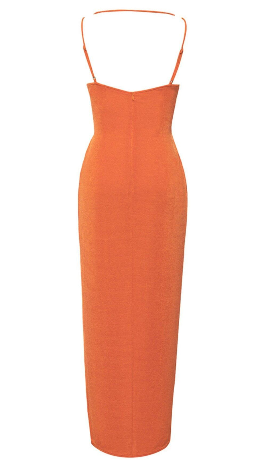 V-NECK HALTER MIDI DRESS IN ORGANE