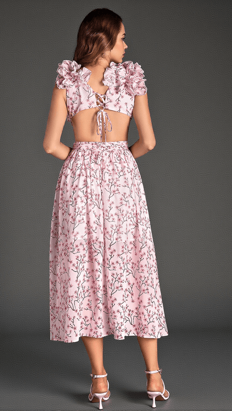 GLARAS SLEEVELESS V-NECK FLORAL DRESS