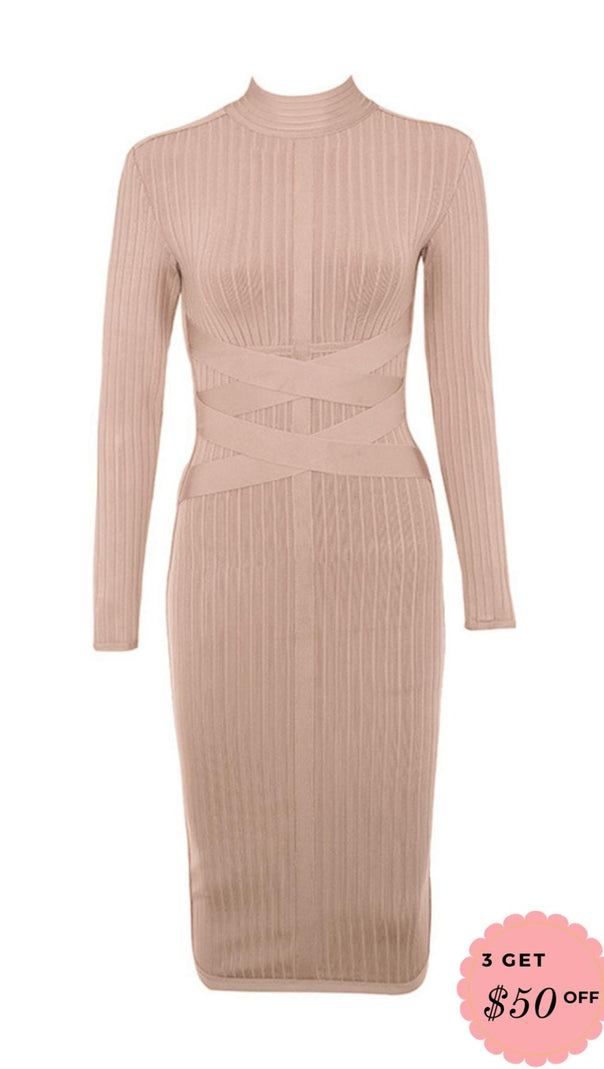 AIIZIE APRICOT BANDAGE BASE DRESS - product image