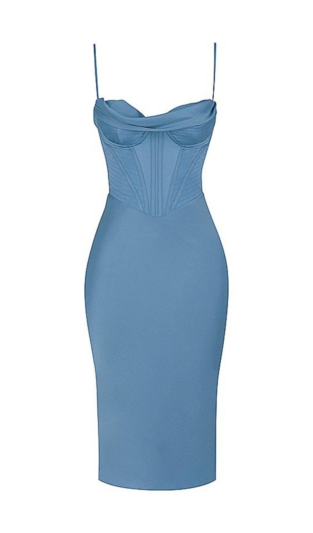 PARTHEA BONING PUSH UP PADDED CORSET SATIN DRESS