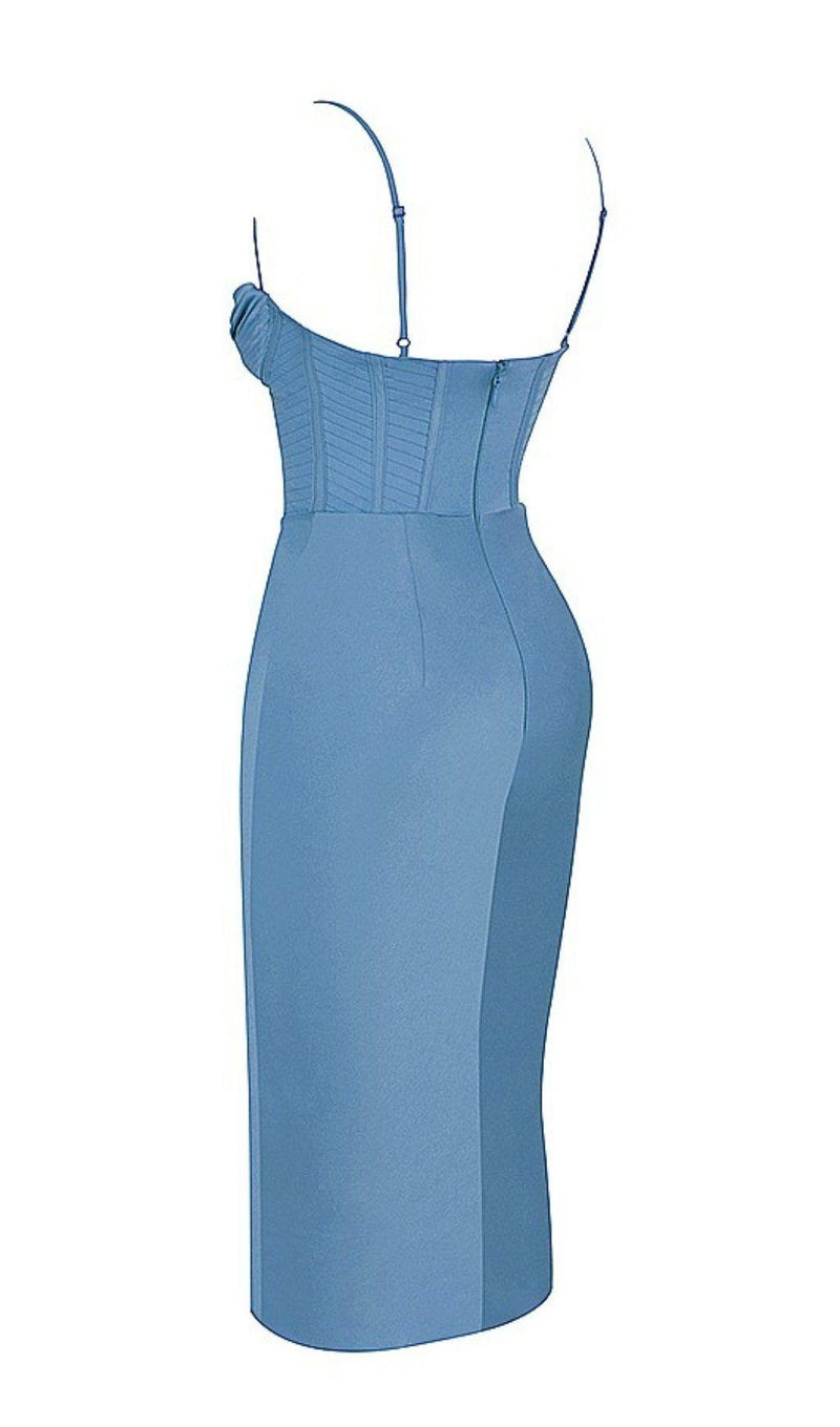 PARTHEA Boning Push Up Padded Corset Satin Dress