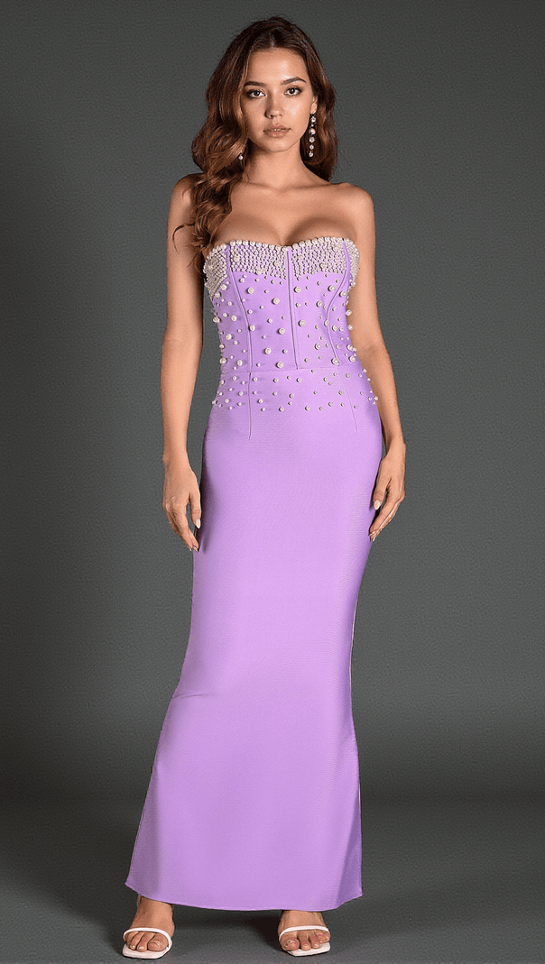 AIIZIE DIAMANTO OFF SHOULDER PEARL MERMAID DRESS - product image