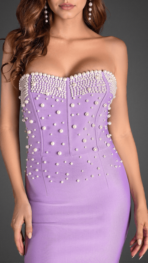 AIIZIE DIAMANTO OFF SHOULDER PEARL MERMAID DRESS - product image