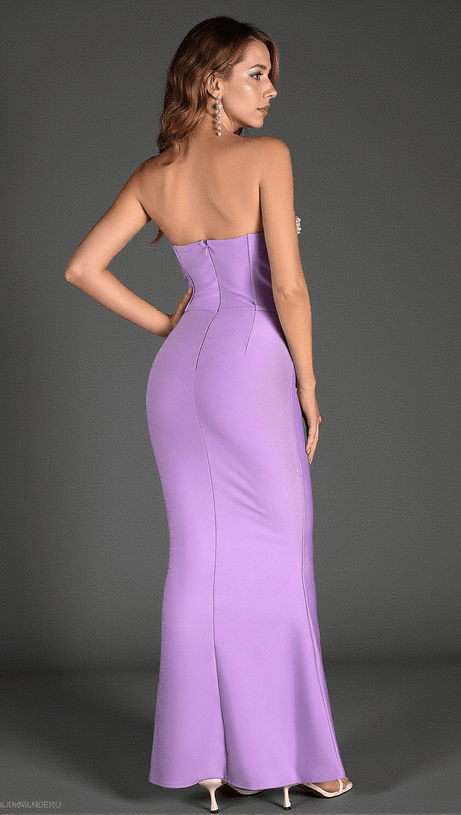 DIAMANTO OFF SHOULDER PEARL MERMAID DRESS