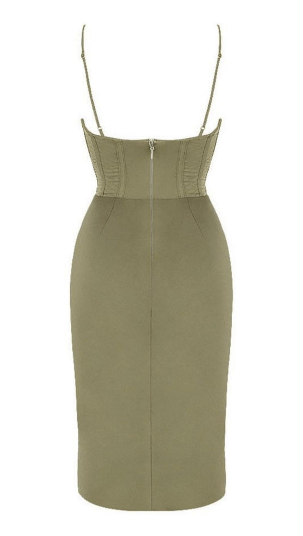ZEE OLIVE SLIP KLEID