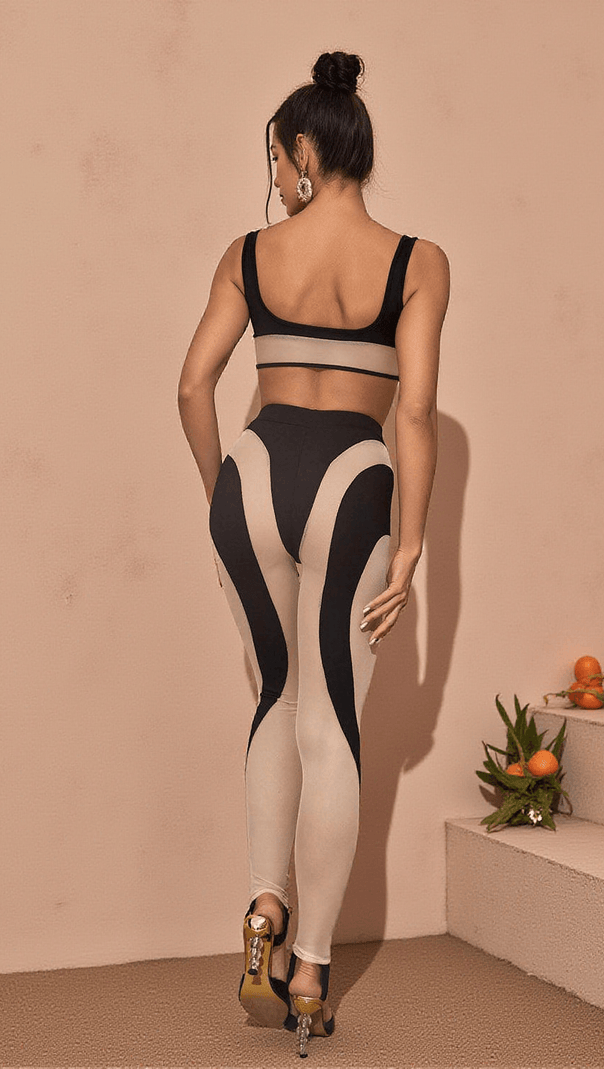 AIIZIE AVI MESH LEGGINGS SET IN BLACK - product image