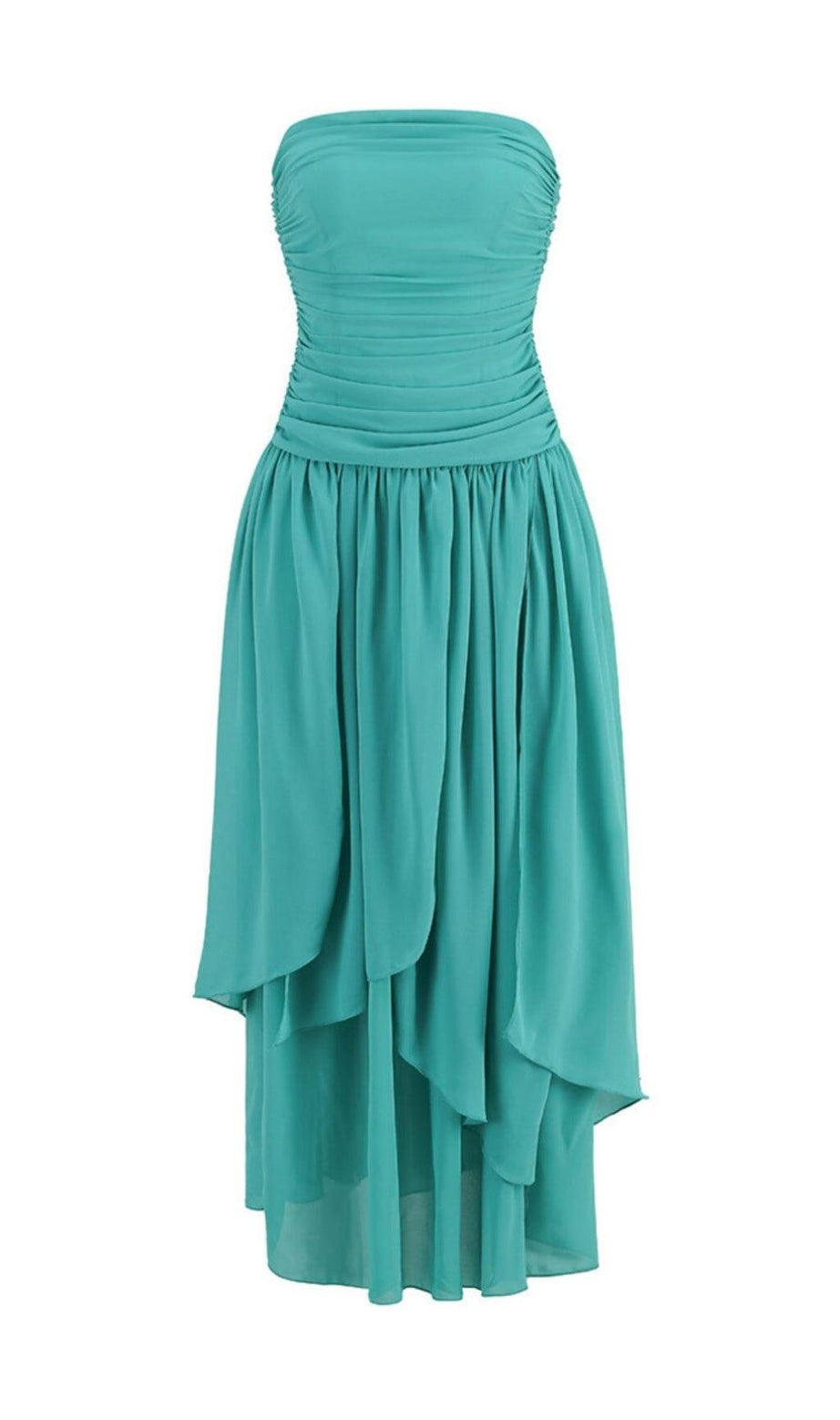 TRÄGERLOSES, GERÄUCHERTES, HOCHGESPLITTES NETZKLEID