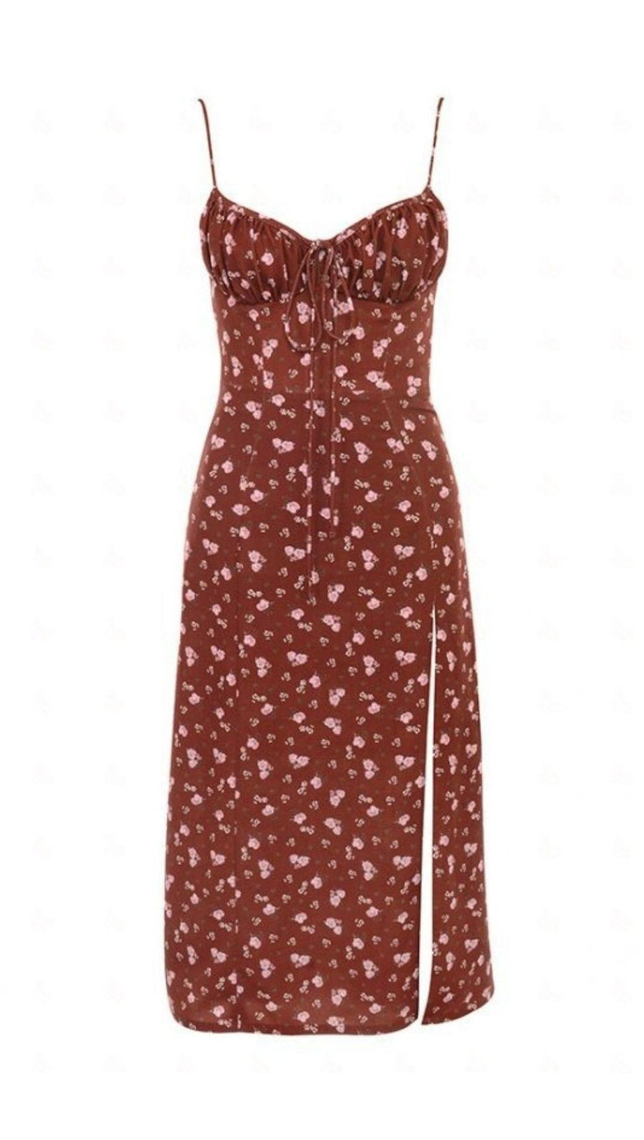 WINE FLORAL BUSTIER MIDI DRESS