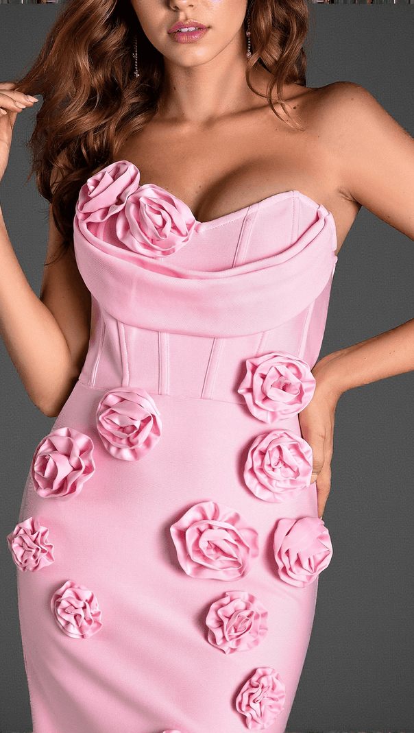 AIIZIE MARWOND CORSET STRAPLESS 3D FLORAL DRESS - product image