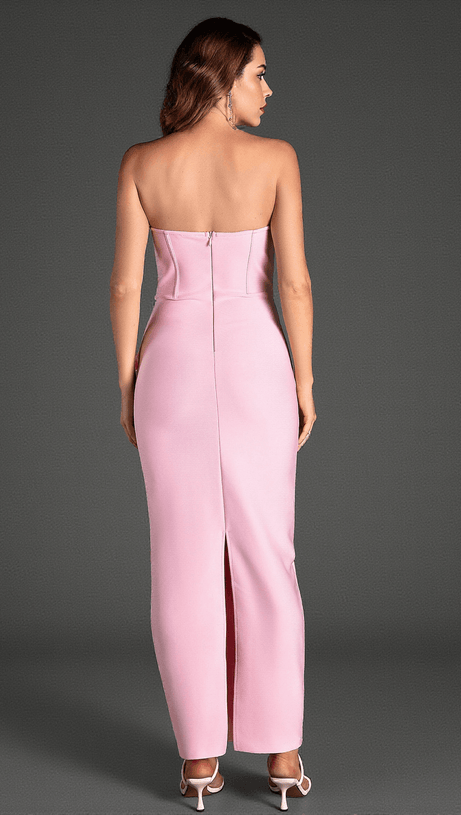 MARWOND CORSET STRAPLESS 3D FLORAL DRESS