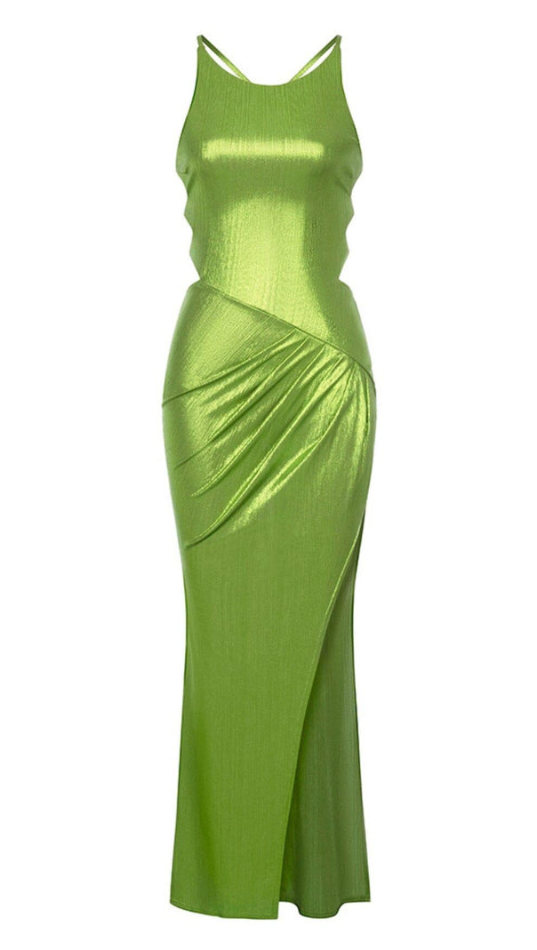 AIIZIE STRAPPY THIGH SLIT MIDI DRESS IN GREEN - product image