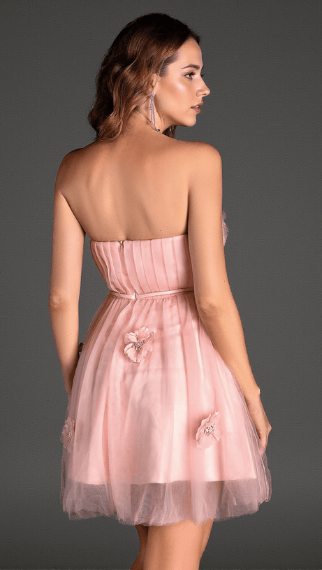 MAKAN 3D FLORAL MESH MINI DRESS