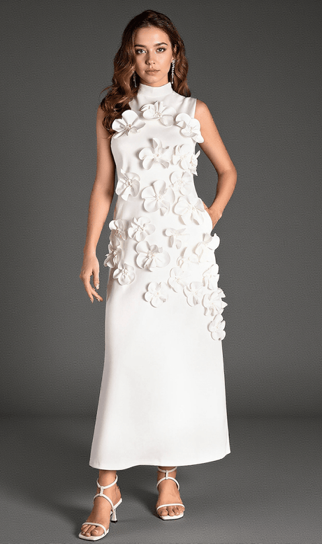 Ealasid High Neck Sleeveless Flower Dress