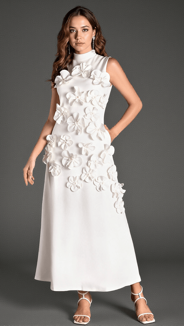 AIIZIE EALASID HIGH NECK SLEEVELESS FLOWER DRESS - product image
