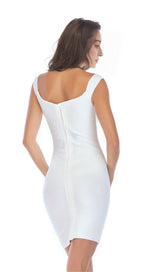 WHITE TIE WAIST BANDAGE DRESS