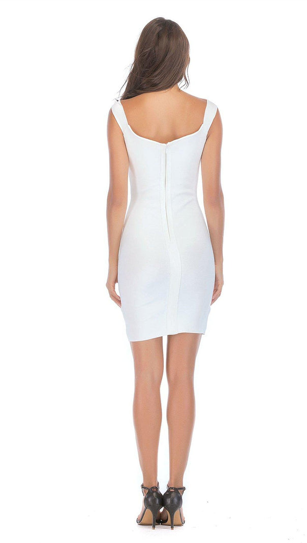 AIIZIE WHITE TIE WAIST BANDAGE DRESS - product image
