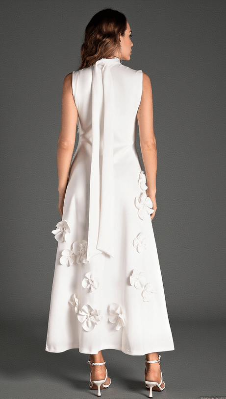 EALASID HIGH NECK SLEEVELESS FLOWER DRESS