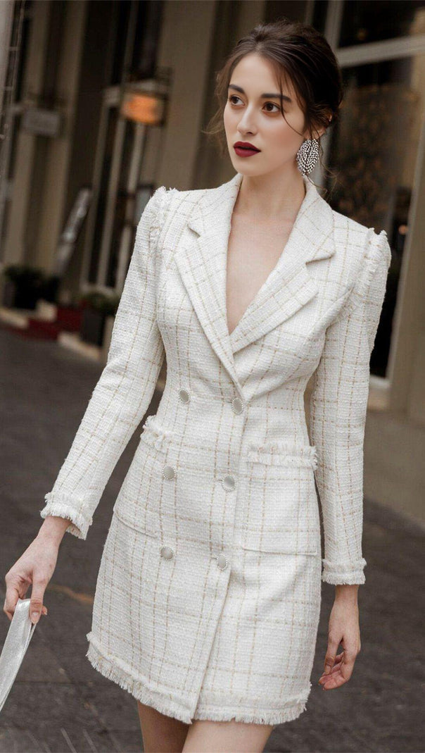 AIIZIE WHITE TEMPERAMENT SUIT DRESS - product image