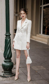 WHITE TEMPERAMENT SUIT DRESS