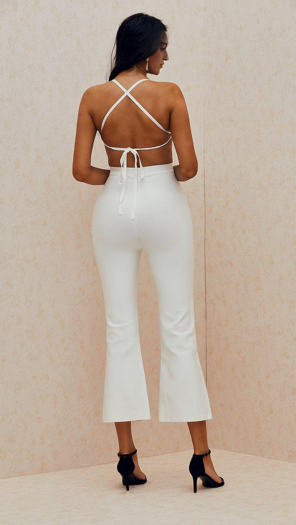 AIIZIE WHITE TEMPERAMENT BANDAGE JUMPSUIT - product image