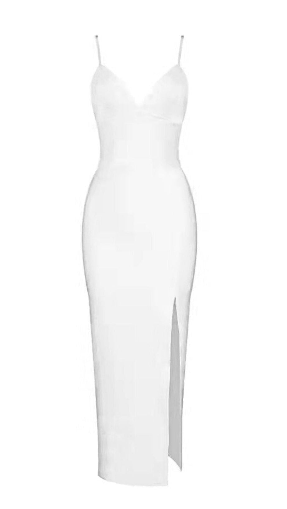 WHITE SWEETHEART NECKLINE BANDAGE DRESS