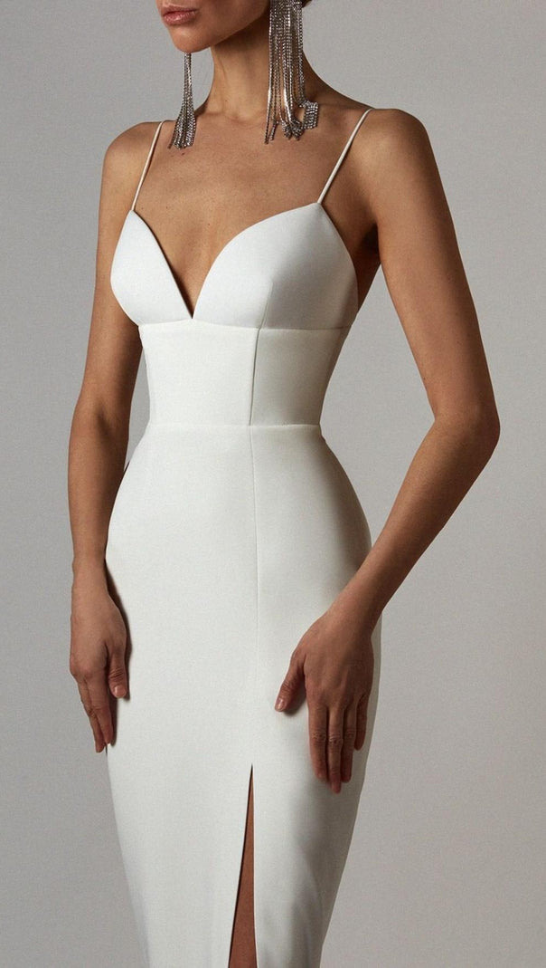 AIIZIE WHITE SWEETHEART NECKLINE BANDAGE DRESS - product image