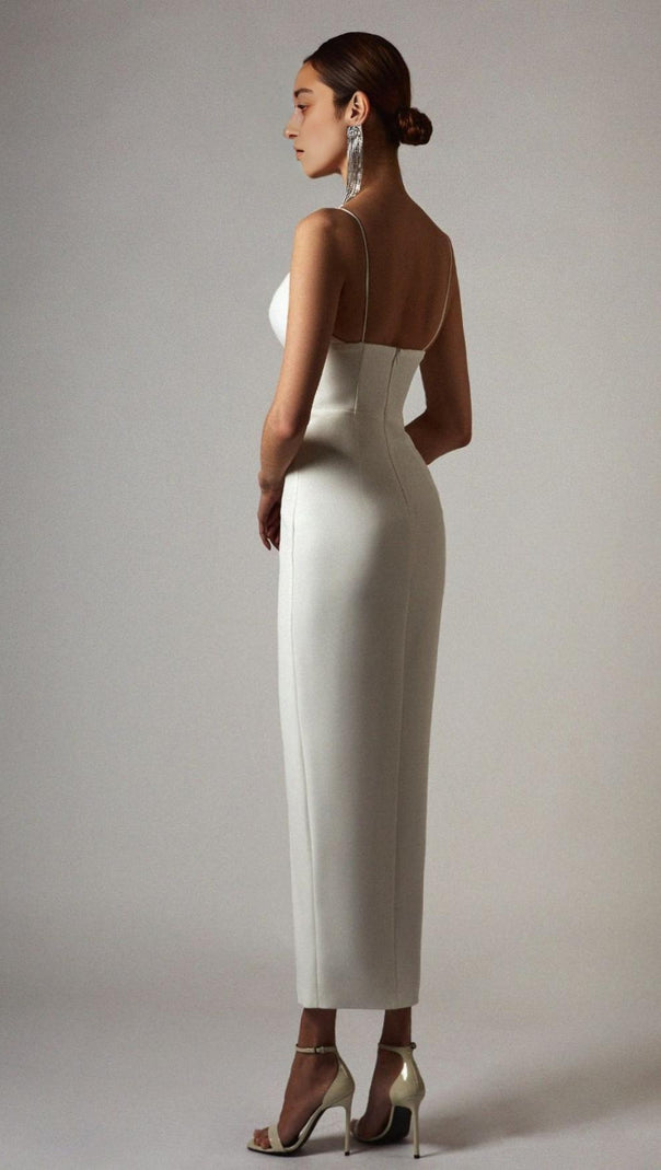 AIIZIE WHITE SWEETHEART NECKLINE BANDAGE DRESS - product image