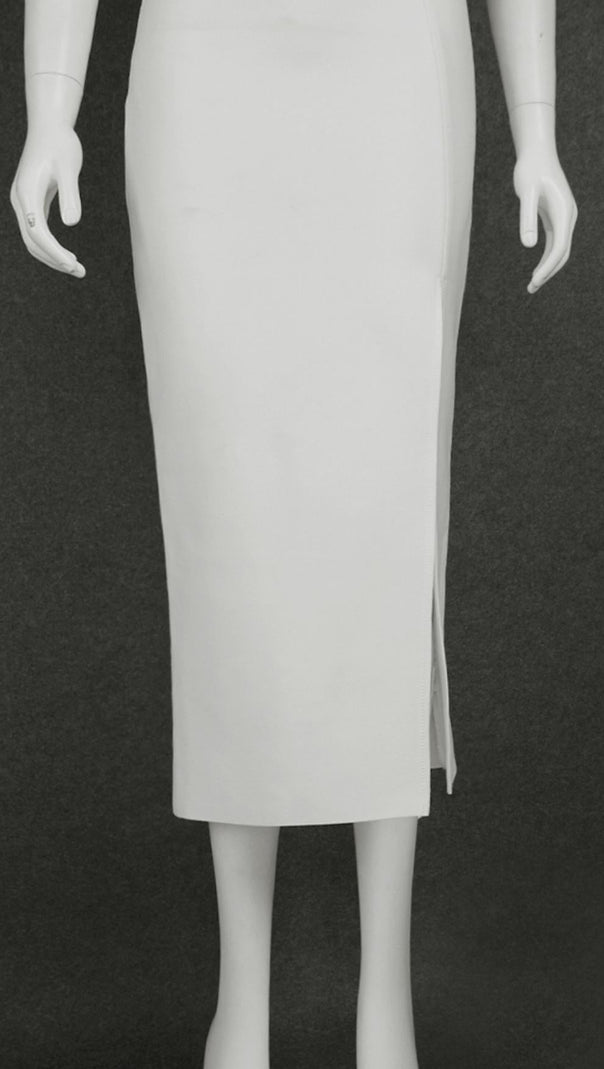 AIIZIE WHITE SWEETHEART NECKLINE BANDAGE DRESS - product image