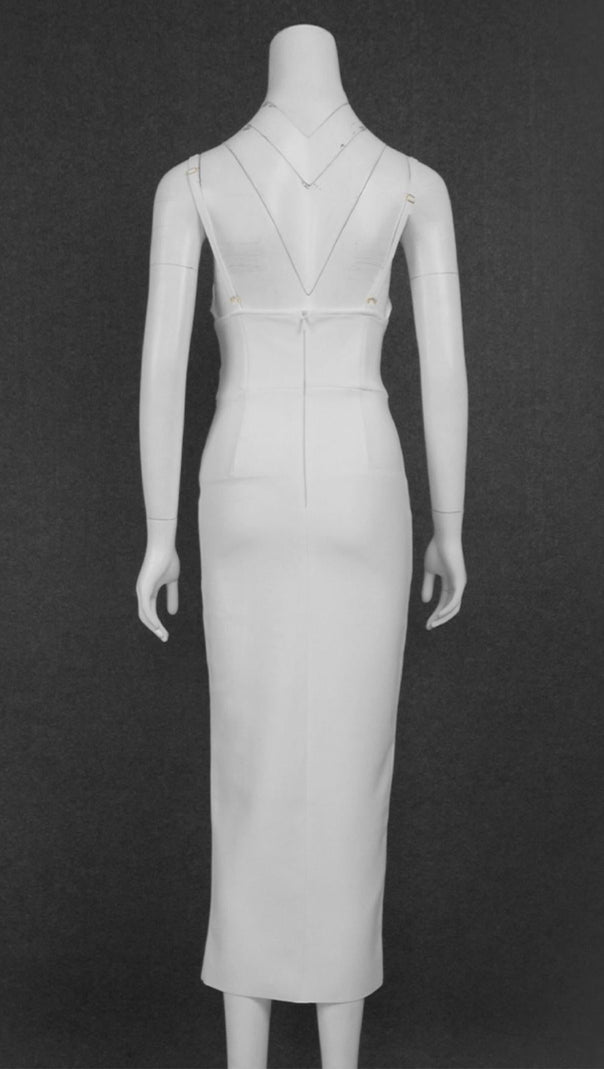 AIIZIE WHITE SWEETHEART NECKLINE BANDAGE DRESS - product image
