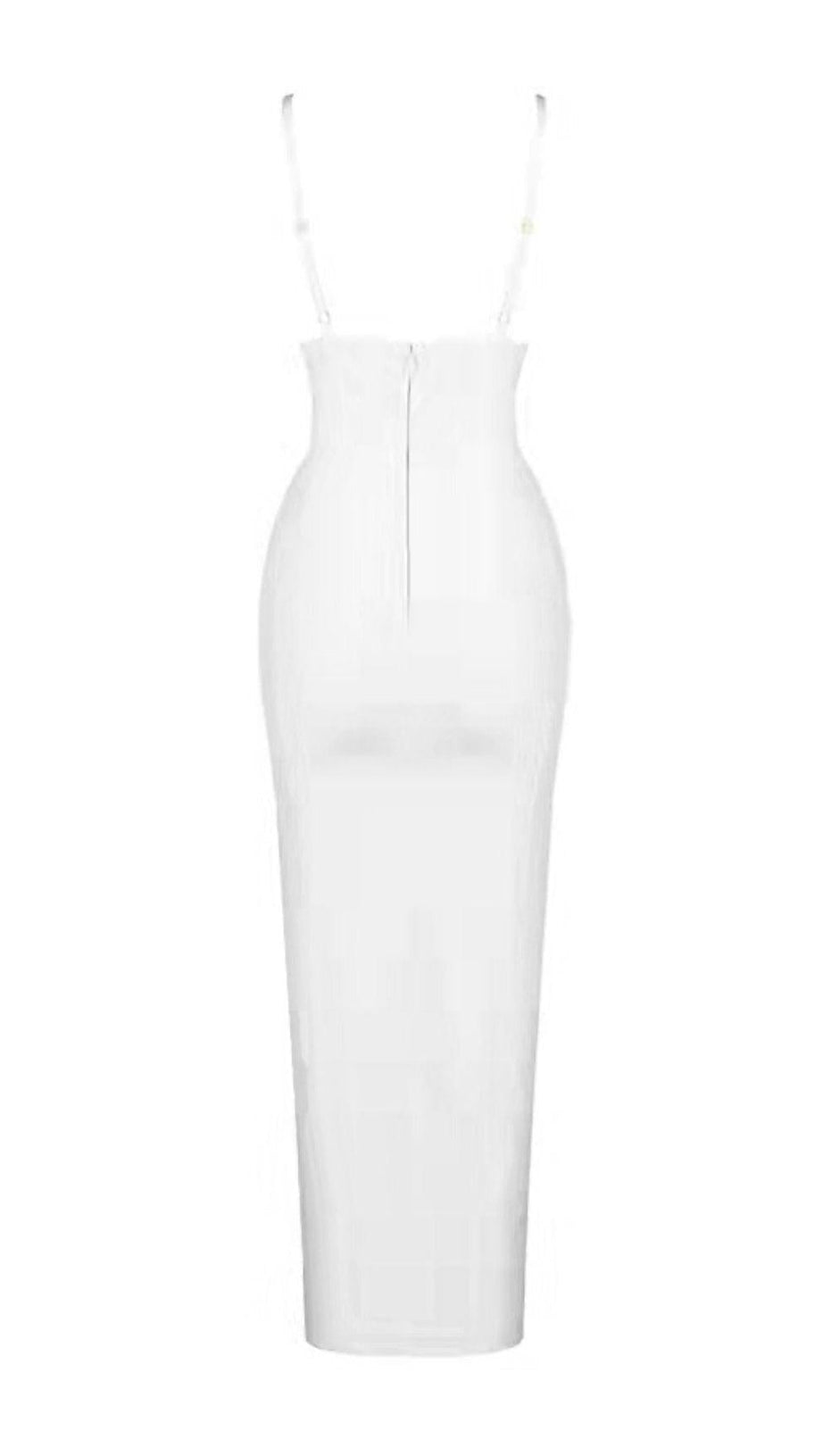 ABITO BIANCO CON SCOLLO A CUORE E FASCE