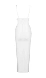 WHITE SWEETHEART NECKLINE BANDAGE DRESS