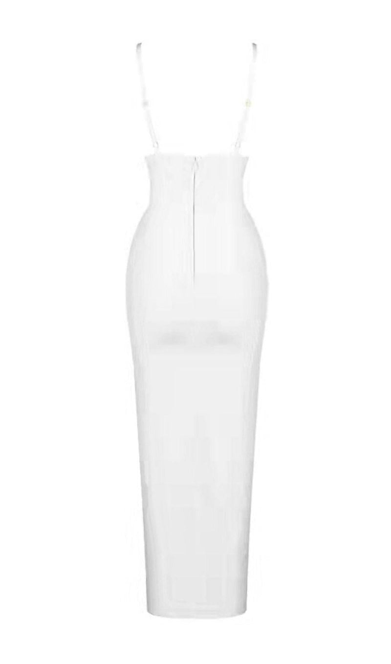 WHITE SWEETHEART NECKLINE BANDAGE DRESS