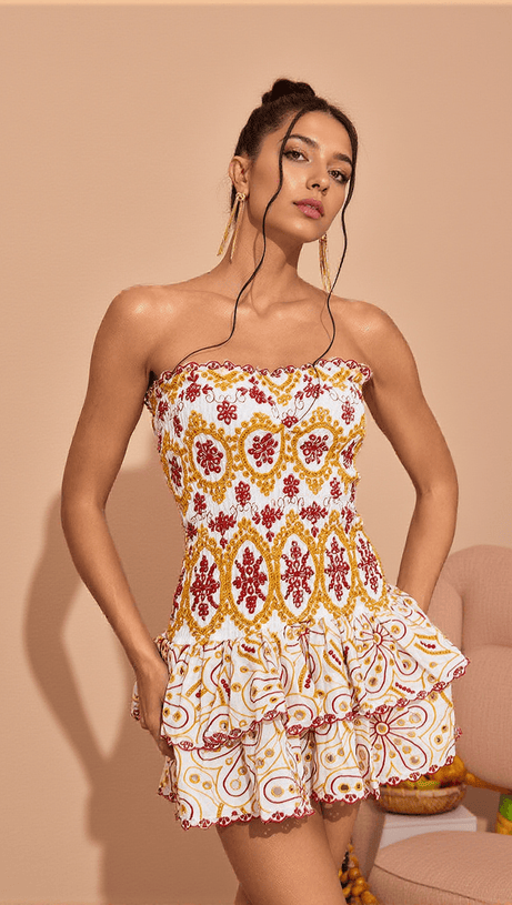 JUDSON STRAPLESS RUFFLE MINI DRESS