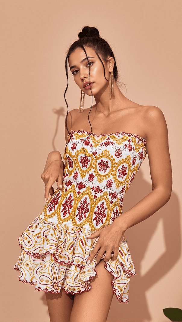 AIIZIE JUDSON STRAPLESS RUFFLE MINI DRESS - product image