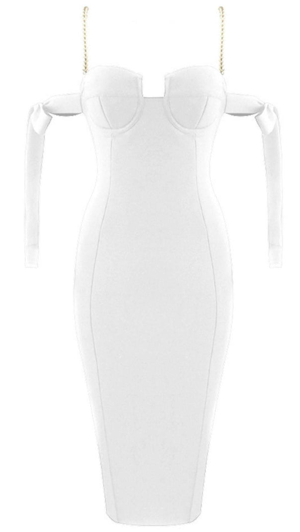 AIIZIE WHITE SHIRRED MIDI SUNDRESS - product image