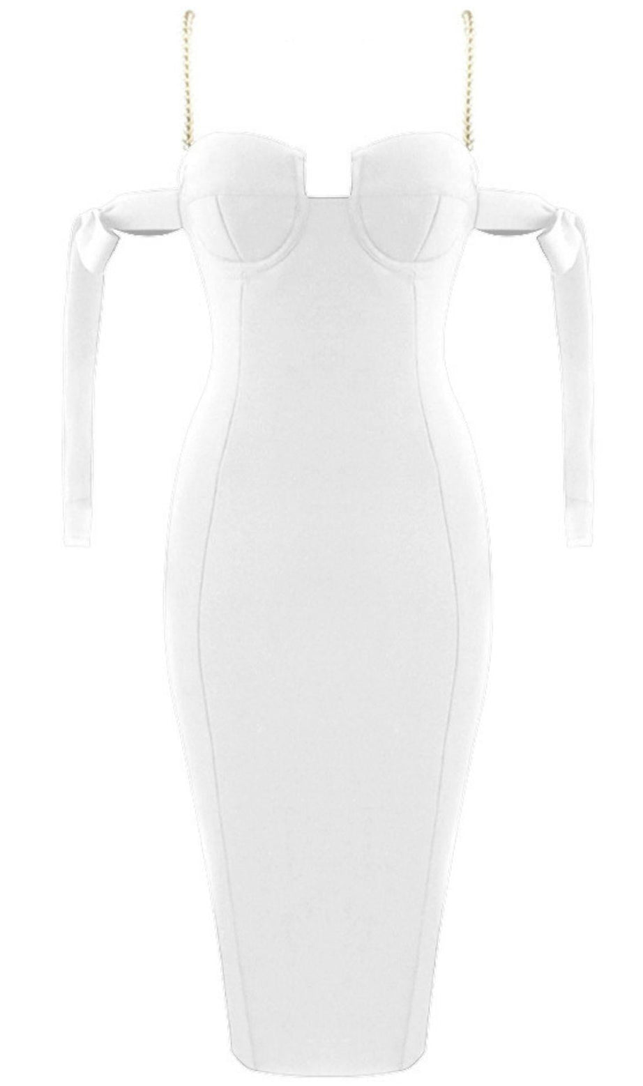 WHITE SHIRRED MIDI SUNDRESS