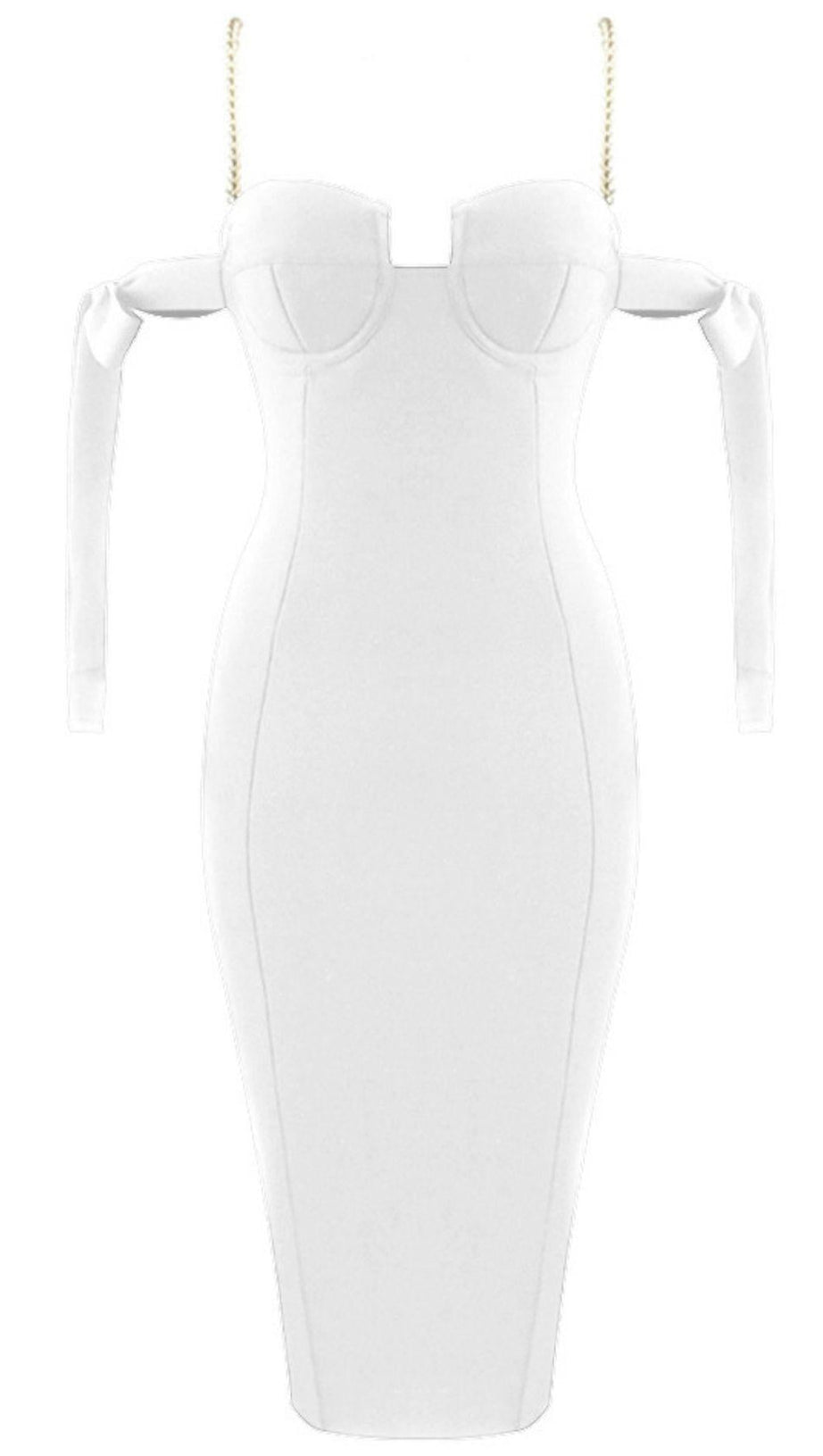 WEISSES GERAFFTES MIDI-SOMMERKLEID