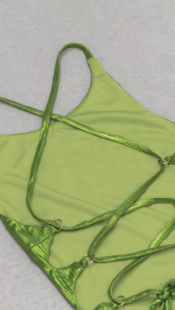 AIIZIE STRAPPY THIGH SLIT MIDI DRESS IN GREEN - product image