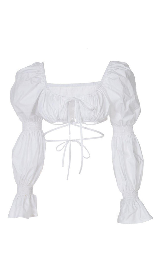 AIIZIE WHITE SHIRRED CORSET TOP - product image