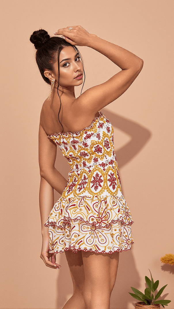 AIIZIE JUDSON STRAPLESS RUFFLE MINI DRESS - product image