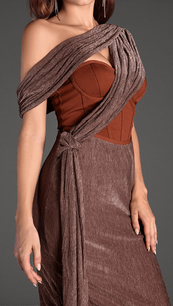 AIIZIE ANARGYROS RIBBON CORSET MAXI DRESS - product image