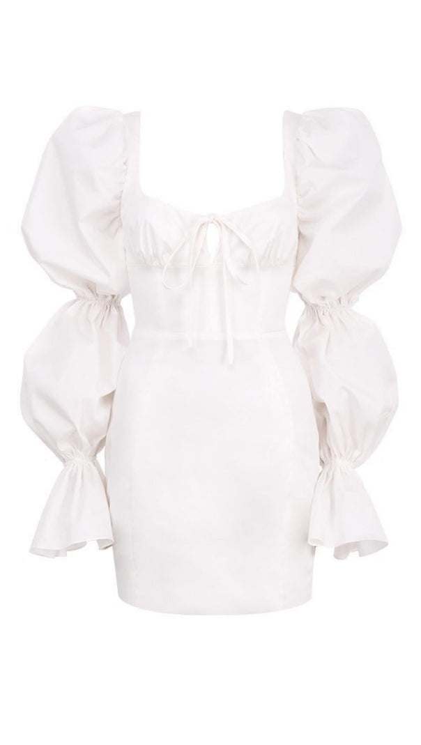 AIIZIE WHITE PUFF SLEEVE CORSET DRESS - product image