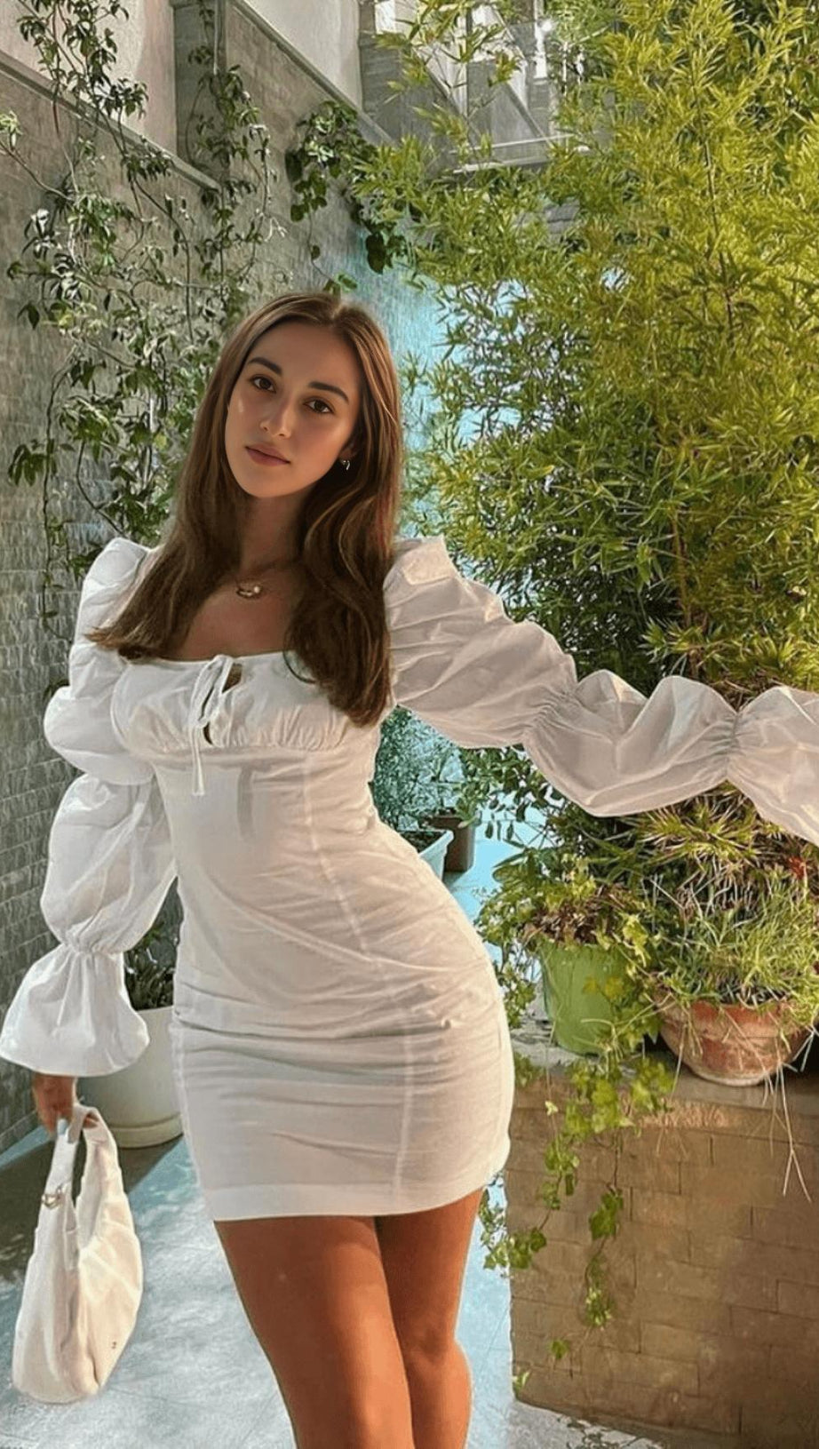 ABITO CORSETTO BIANCO CON MANICHE A SBUFFO 