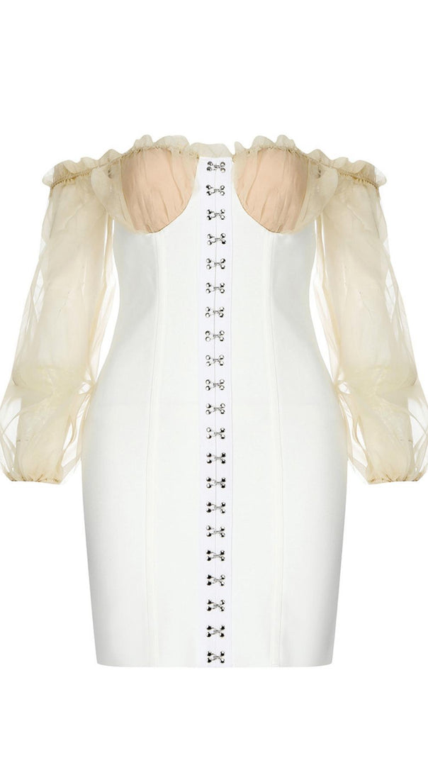 AIIZIE WHITE YARN SLEEVE MINI DRESS - product image