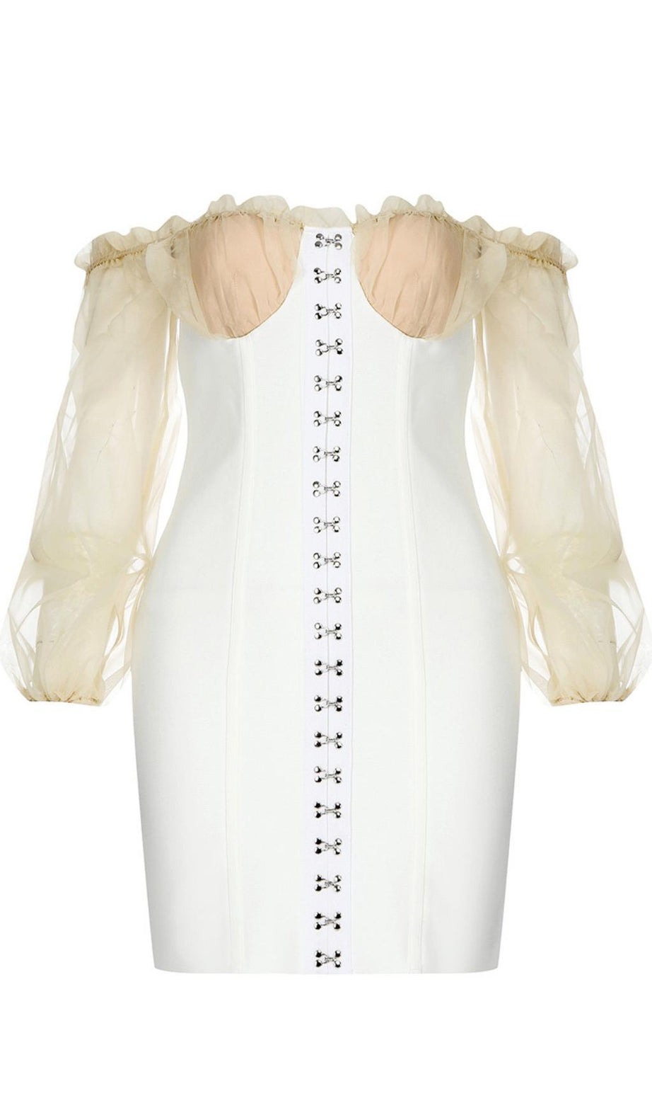 MINI ABITO CON MANICHE IN FILATO BIANCO 