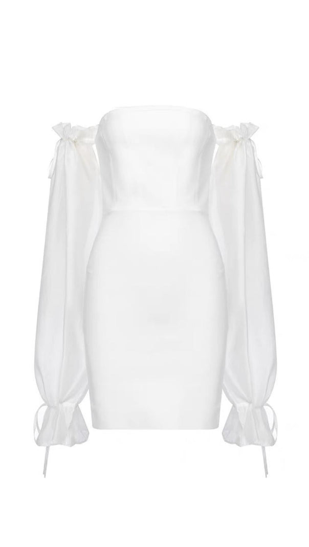 AIIZIE WHITE LLACE SLEEVE STITCHING BANDAGE DRESS - product image