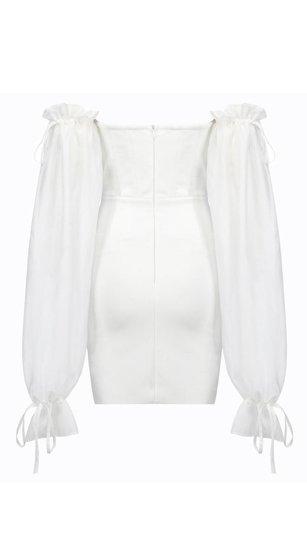 AIIZIE WHITE LLACE SLEEVE STITCHING BANDAGE DRESS - product image